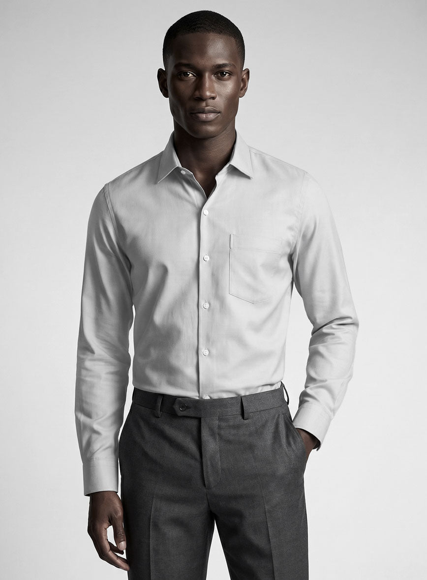 Giza Light Gray Cotton Shirt - StudioSuits