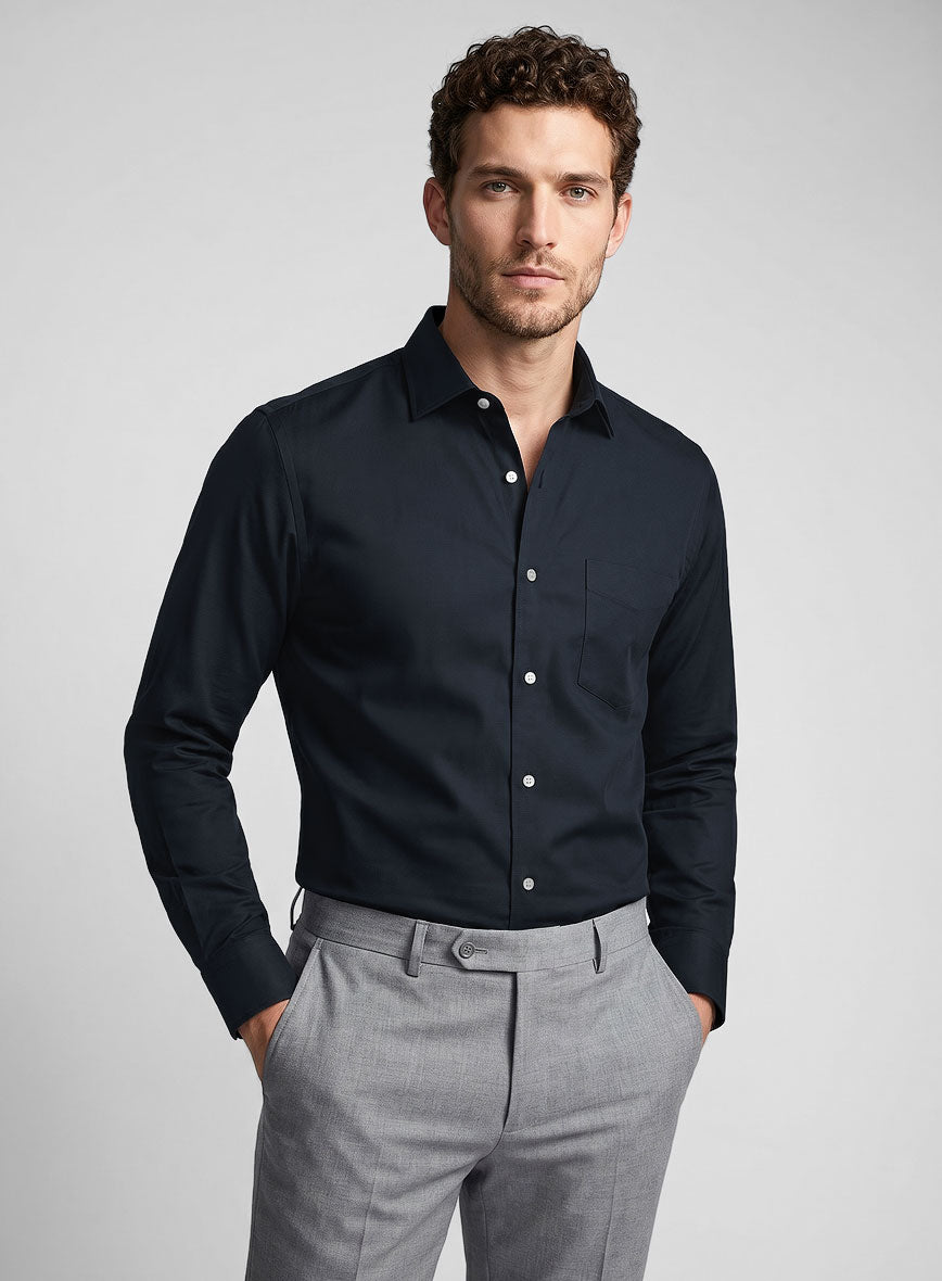 Giza Navy Blue Cotton Shirt - StudioSuits