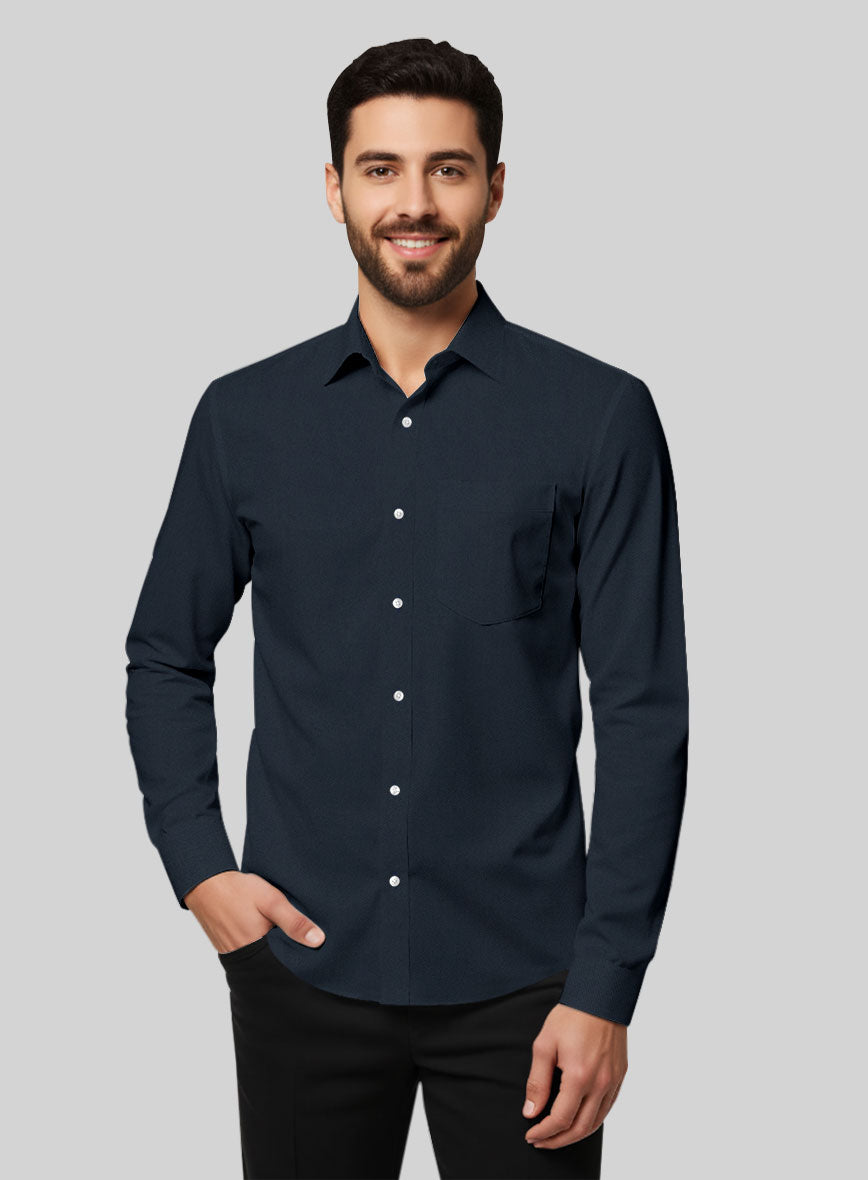 Giza Navy Blue Cotton Shirt - StudioSuits