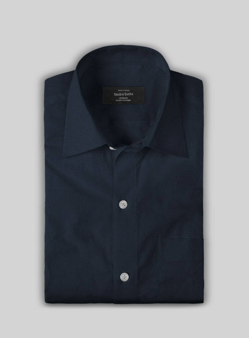 Giza Navy Blue Cotton Shirt - StudioSuits