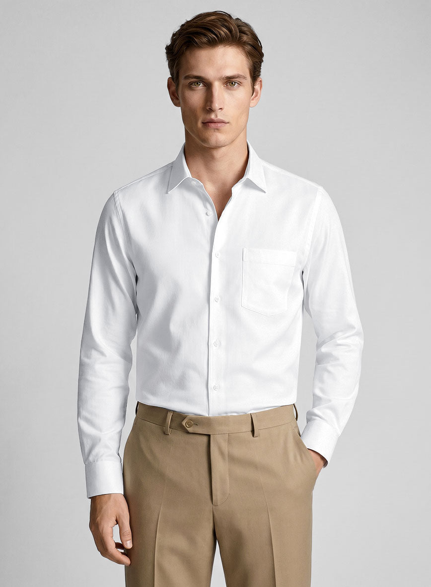 Giza White Cotton Shirt - StudioSuits