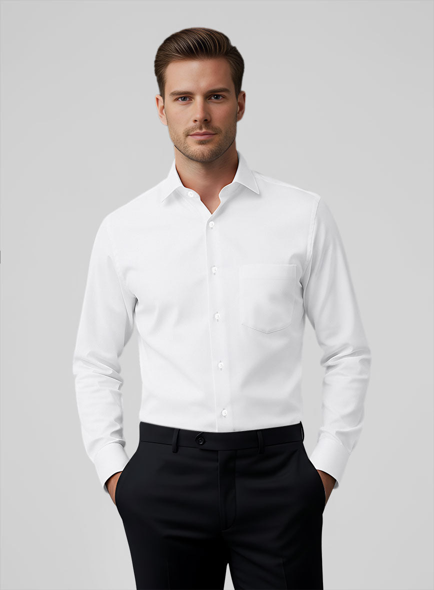 Giza White Cotton Shirt - StudioSuits