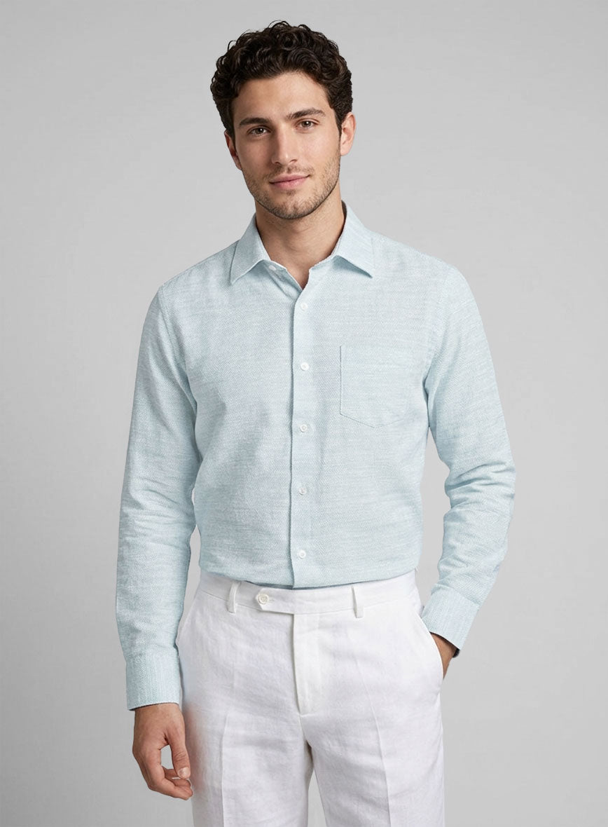 Glacier Silver Dobby Cotton Lycra Shirt - StudioSuits