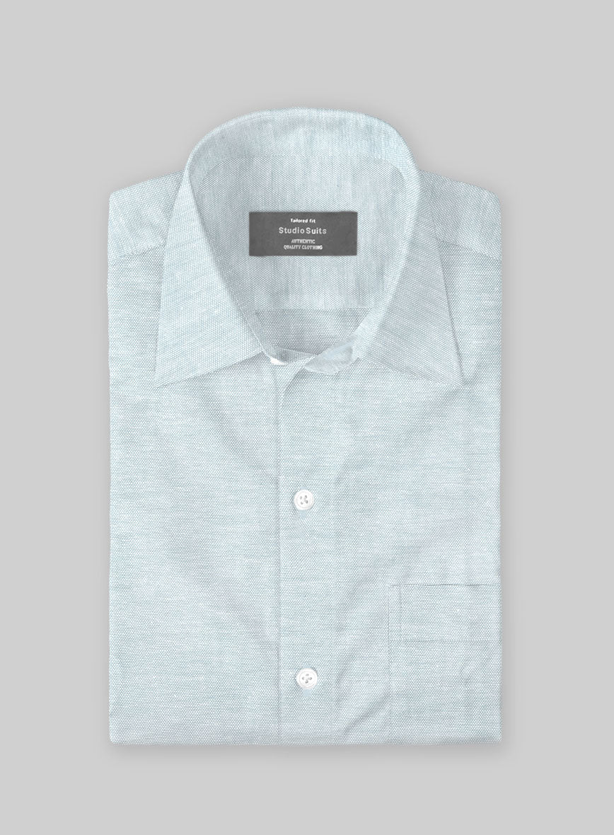 Glacier Silver Dobby Cotton Lycra Shirt - StudioSuits