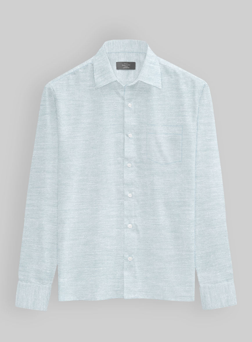 Glacier Silver Dobby Cotton Lycra Shirt - StudioSuits