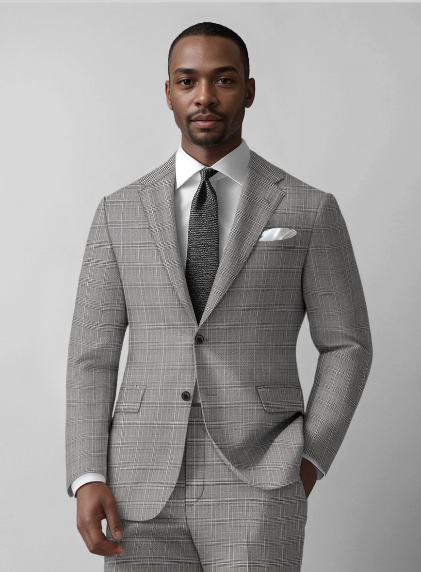 Glen Wool Light Gray Jacket - StudioSuits