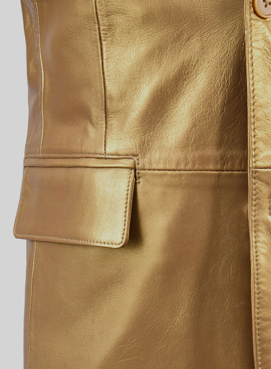 Gold Leather Blazer - StudioSuits