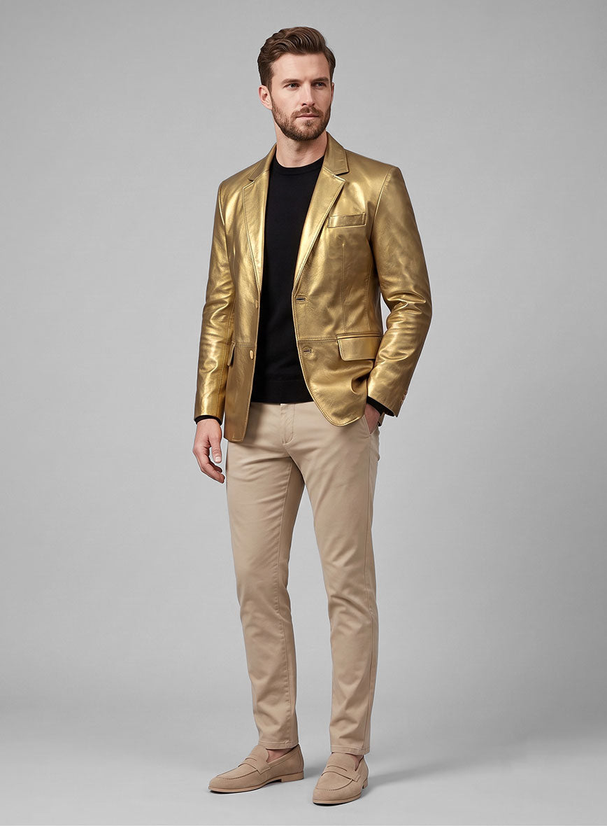 Gold Leather Blazer - StudioSuits