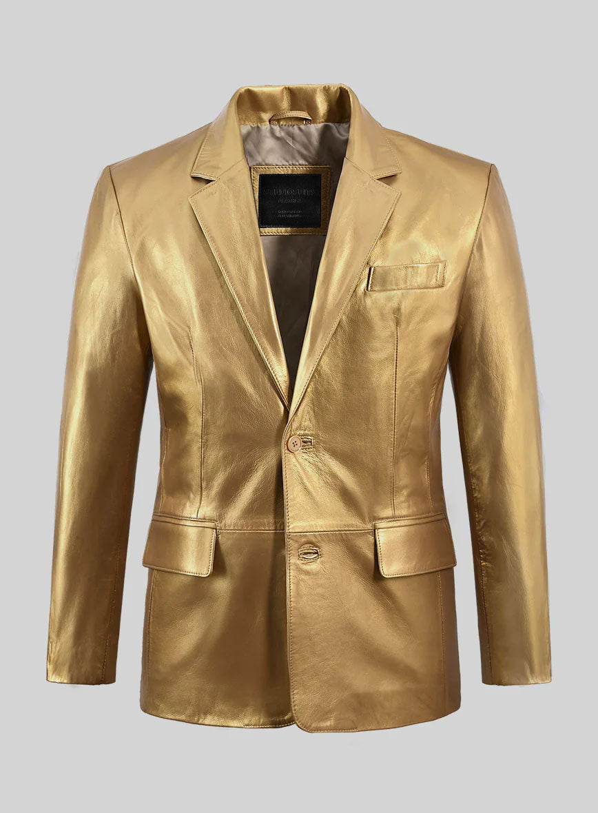 Gold Leather Blazer - StudioSuits