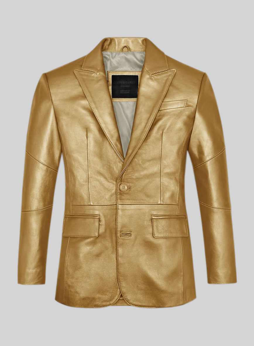 Golden Catwalk Leather Blazer # 2 - StudioSuits