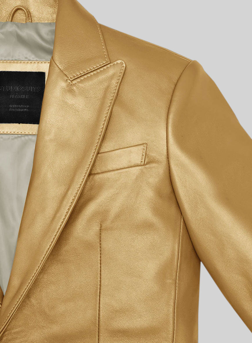 Golden Catwalk Leather Blazer # 2 - StudioSuits