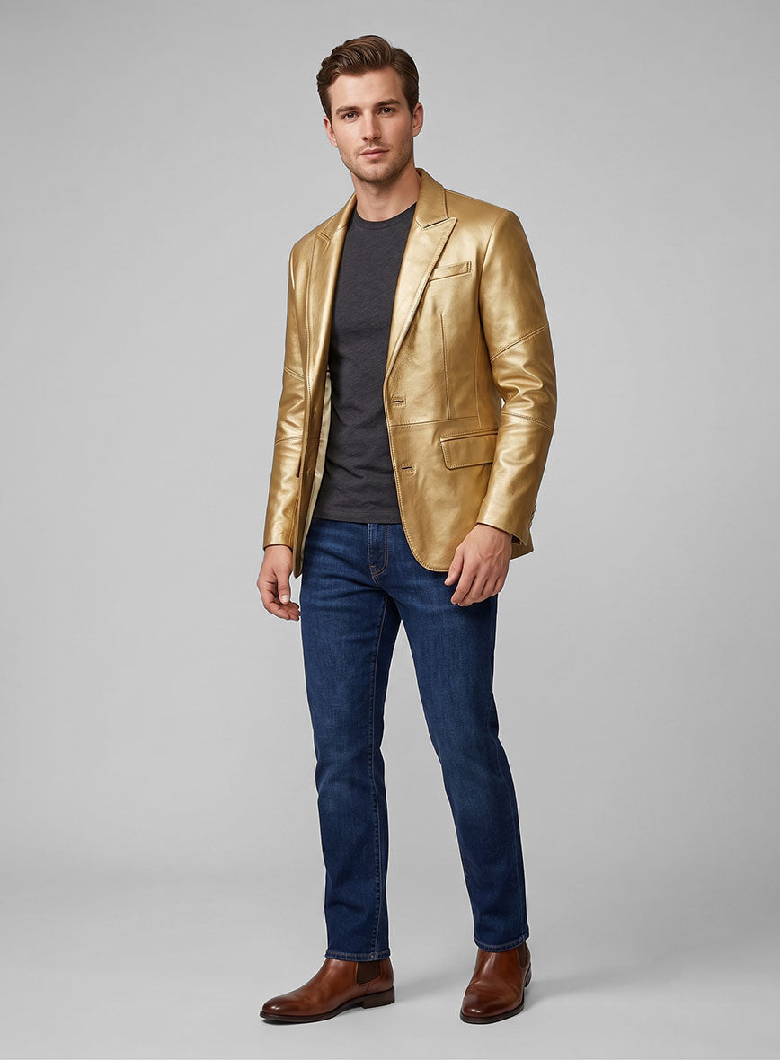 Golden Catwalk Leather Blazer # 2 - StudioSuits