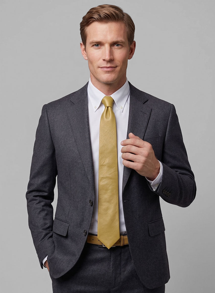 Golden Leather Tie - StudioSuits