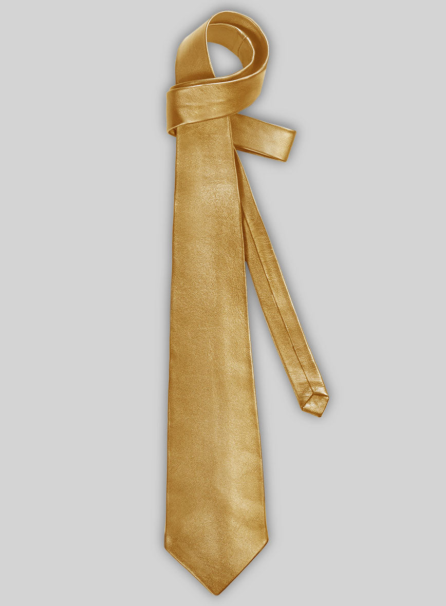Golden Leather Tie - StudioSuits