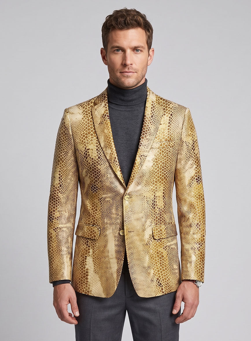 Golden Python Leather Blazer - StudioSuits
