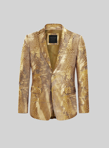 Golden Python Leather Blazer - StudioSuits