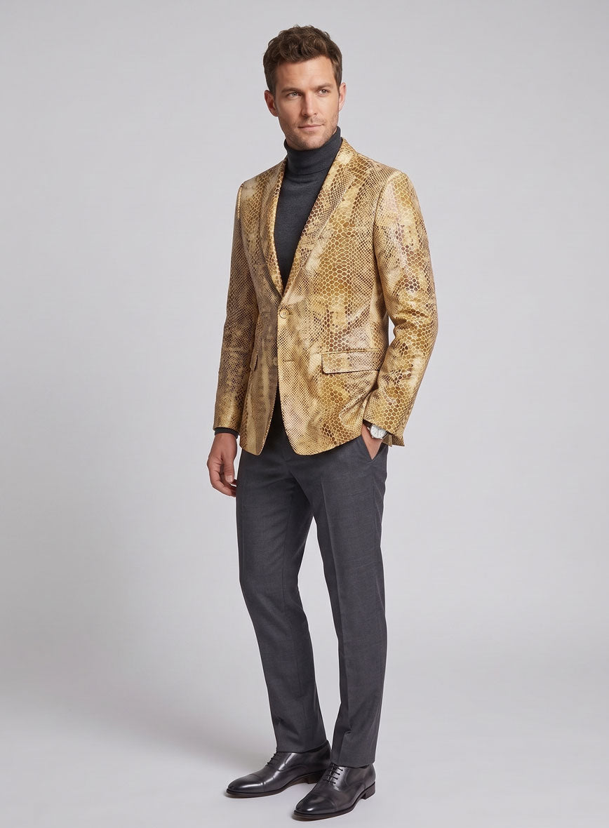 Golden Python Leather Blazer - StudioSuits