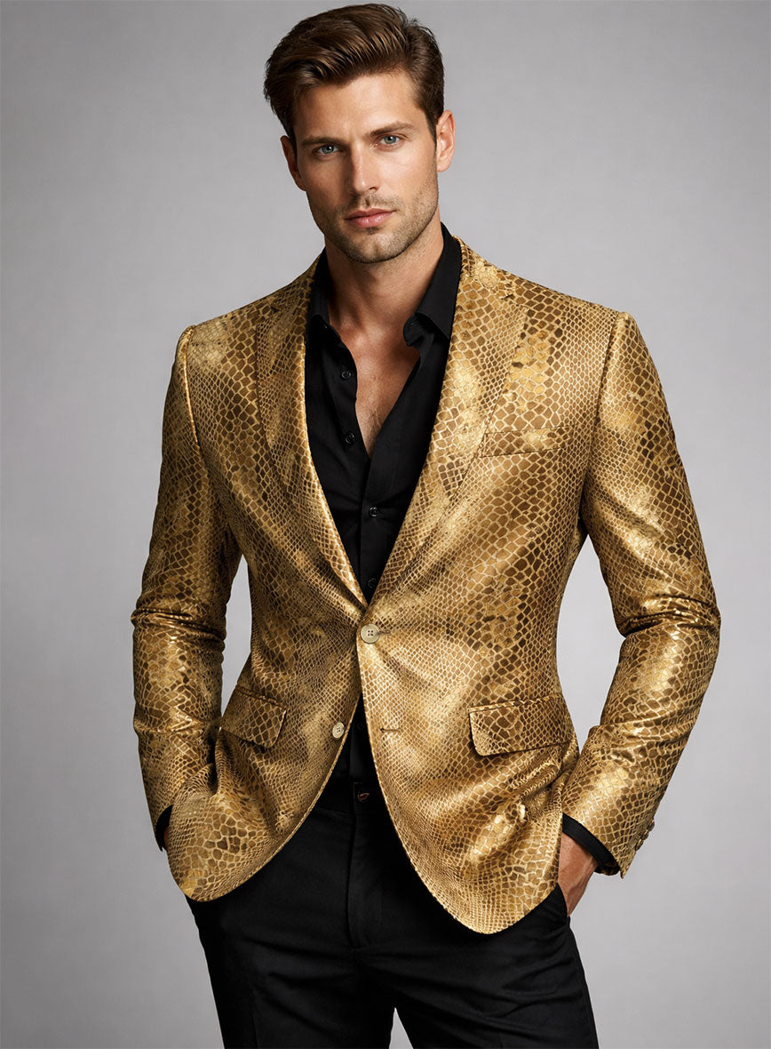 Golden Python Leather Blazer - StudioSuits