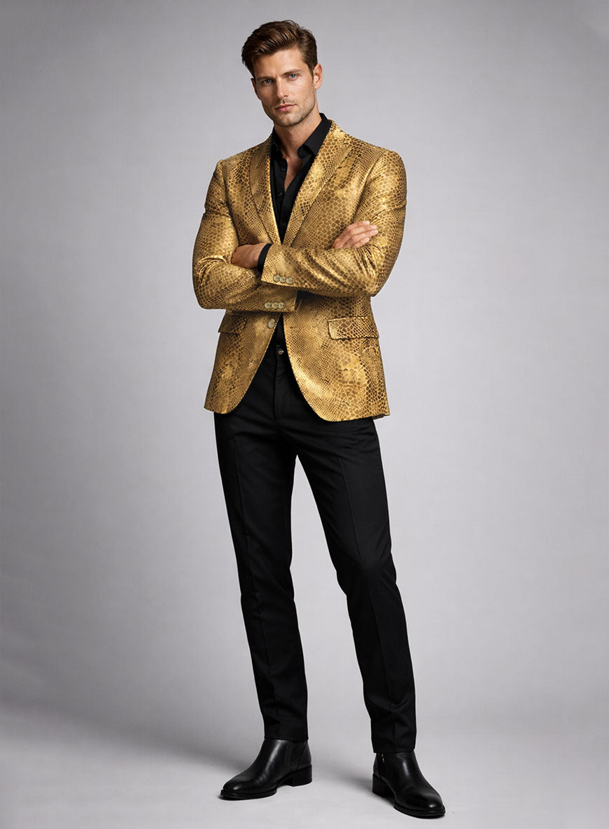 Golden Python Leather Blazer - StudioSuits