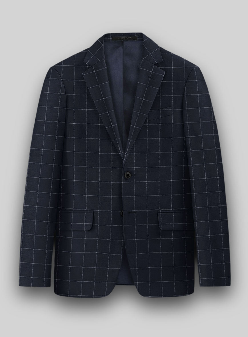 Graf Blue Checks Wool Jacket - StudioSuits