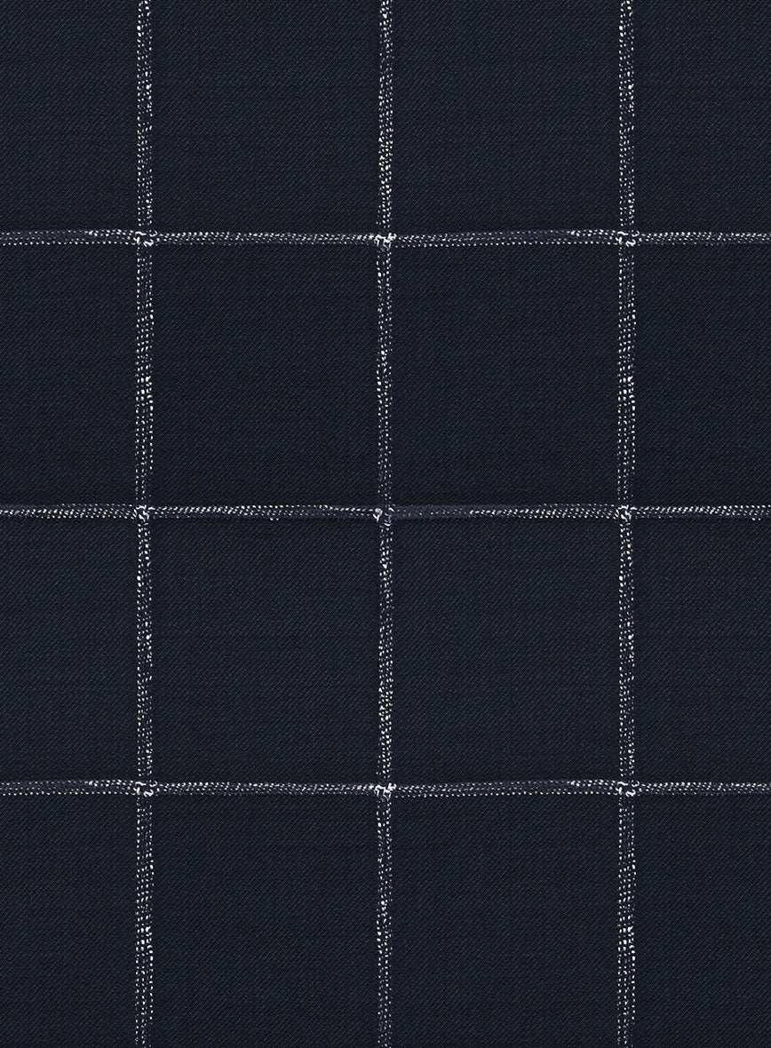 Graf Blue Checks Wool Pants - StudioSuits