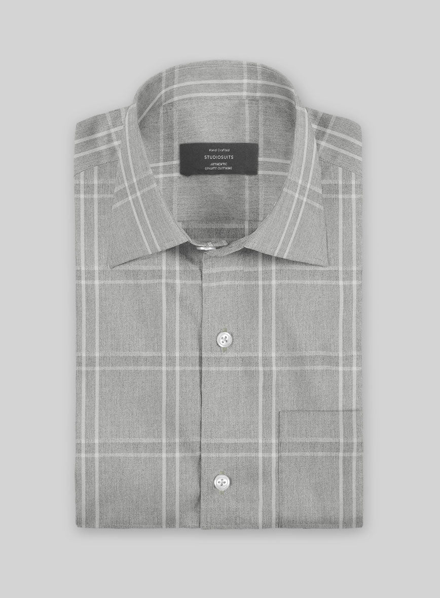 Graphite Grid Cotton Lycra Shirt - StudioSuits