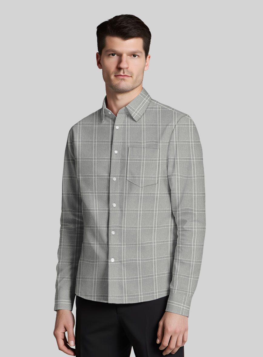 Graphite Grid Cotton Lycra Shirt - StudioSuits