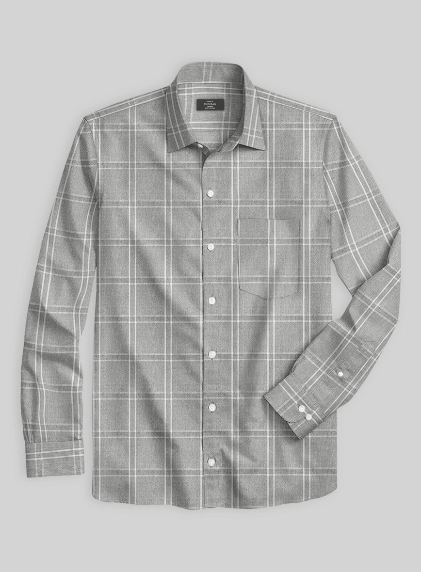 Graphite Grid Cotton Lycra Shirt - StudioSuits