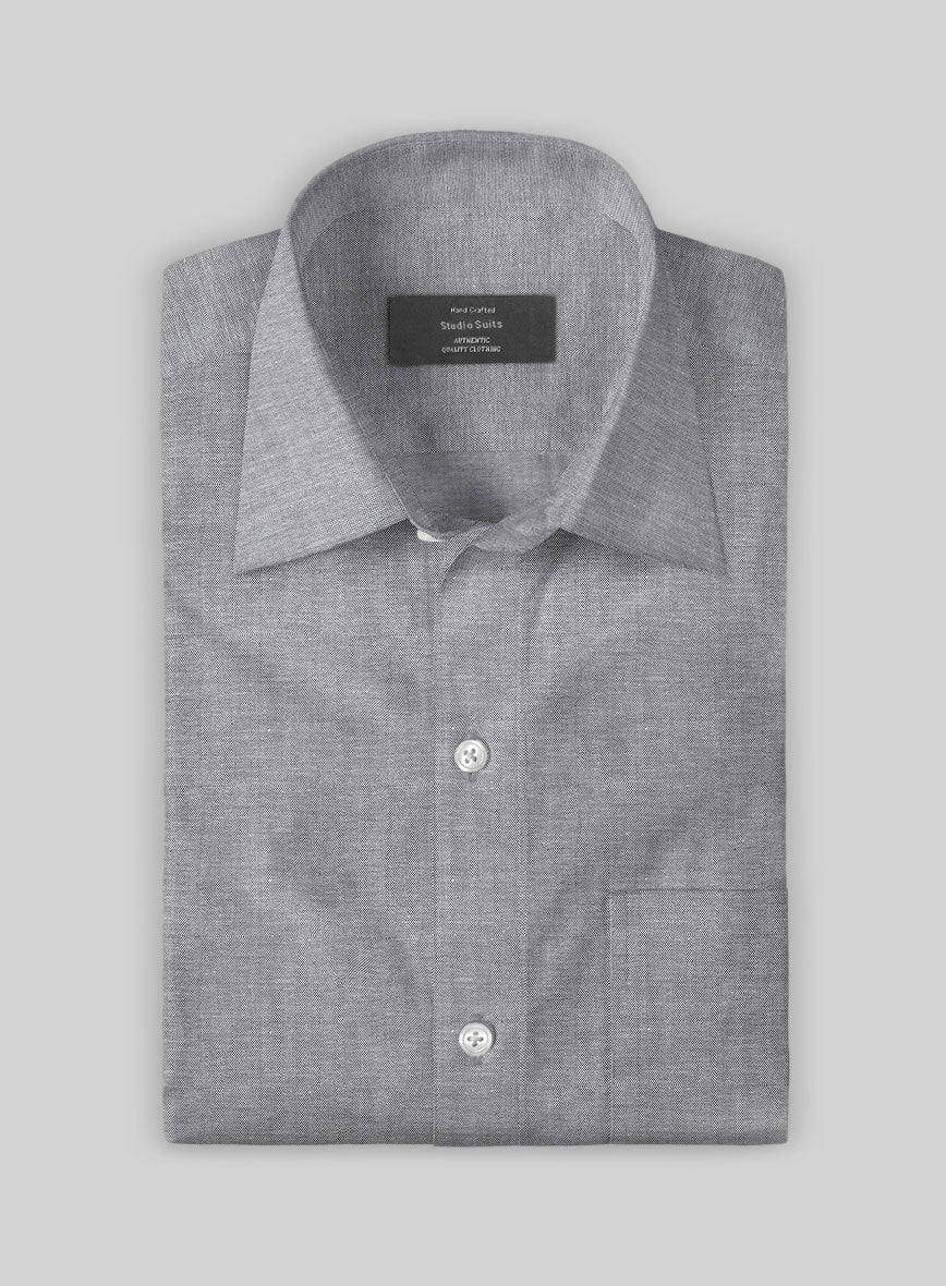 Graphite Oxford Cotton Lycra Shirt - StudioSuits
