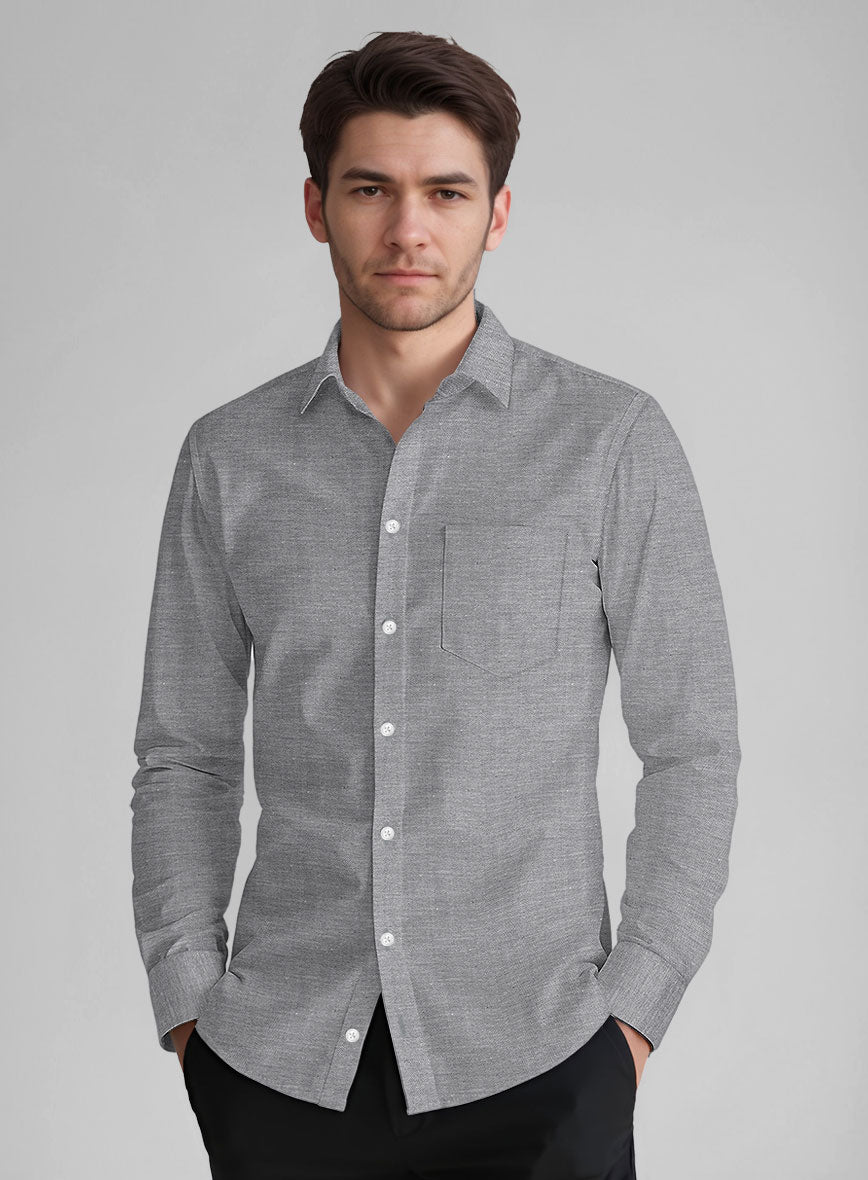 Graphite Oxford Cotton Lycra Shirt - StudioSuits