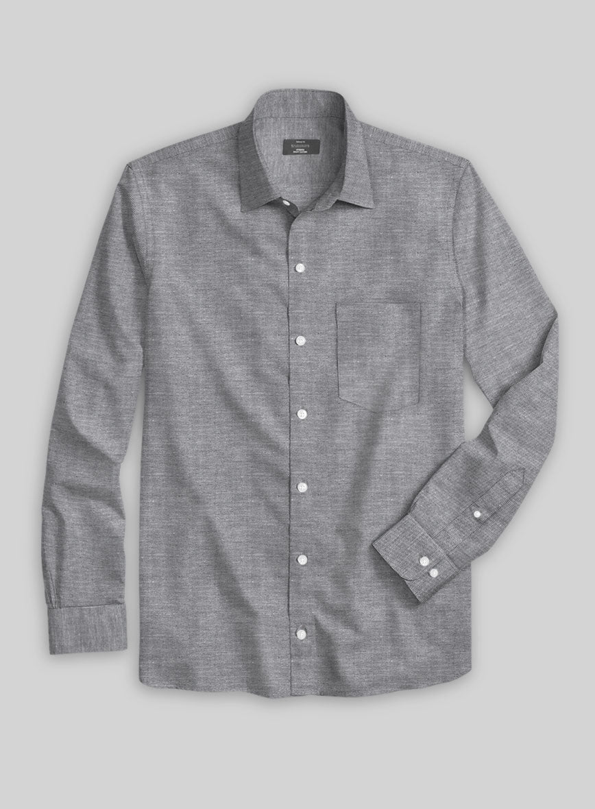 Graphite Oxford Cotton Lycra Shirt - StudioSuits