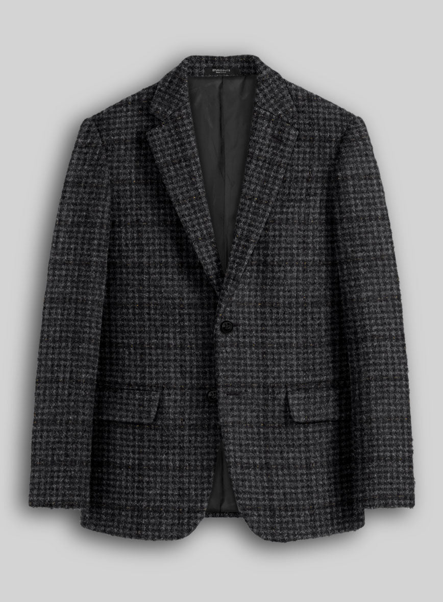 Gray Black Houndstooth Check Tweed Suit - StudioSuits