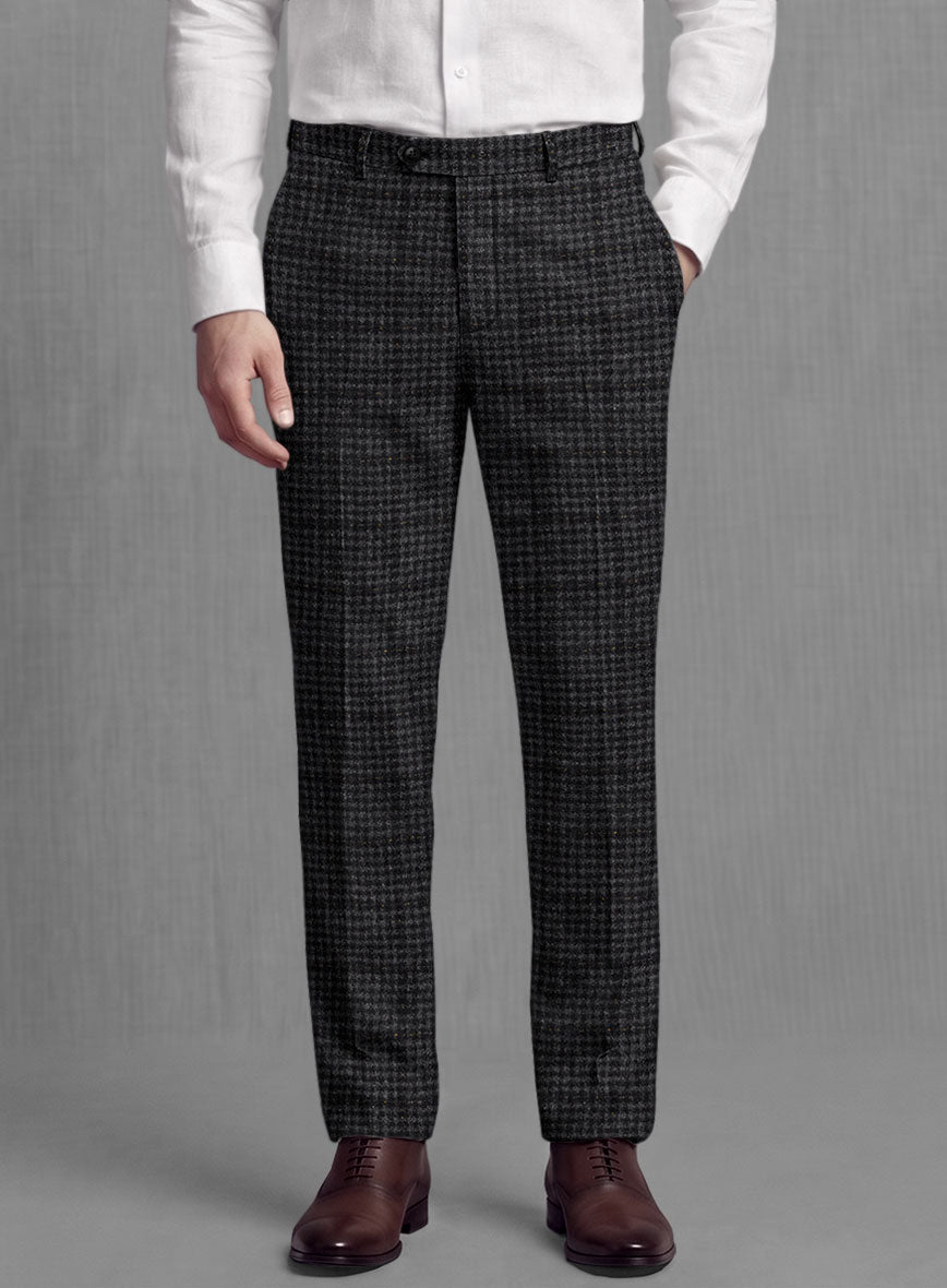 Gray Black Houndstooth Check Tweed Suit - StudioSuits
