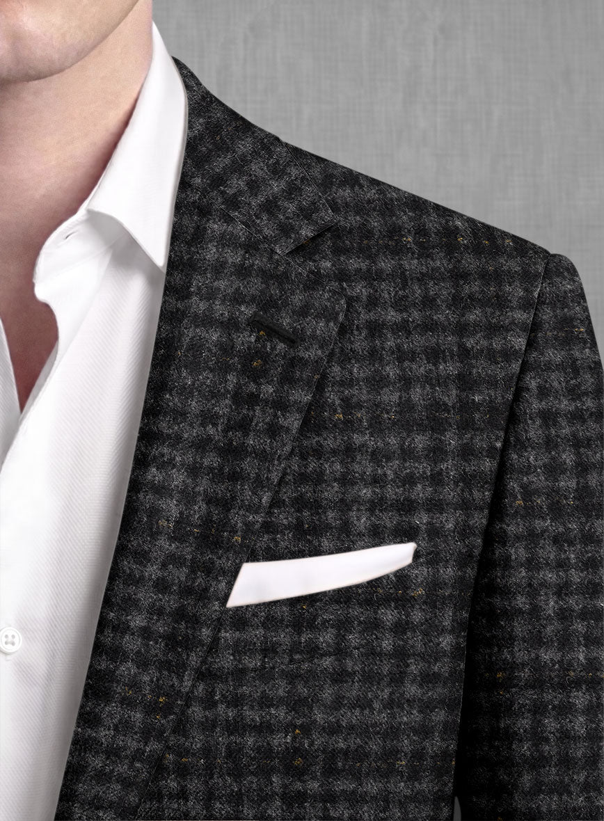 Gray Black Houndstooth Check Tweed Suit - StudioSuits