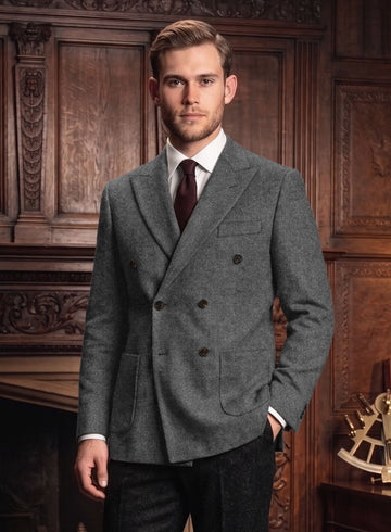 Gray Heavy Tweed Double Breasted Jacket II