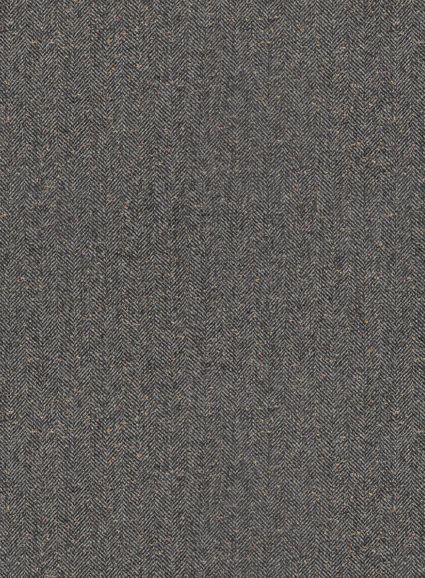 Gray Herringbone Flecks Donegal Tweed Double Breasted Suit - StudioSuits