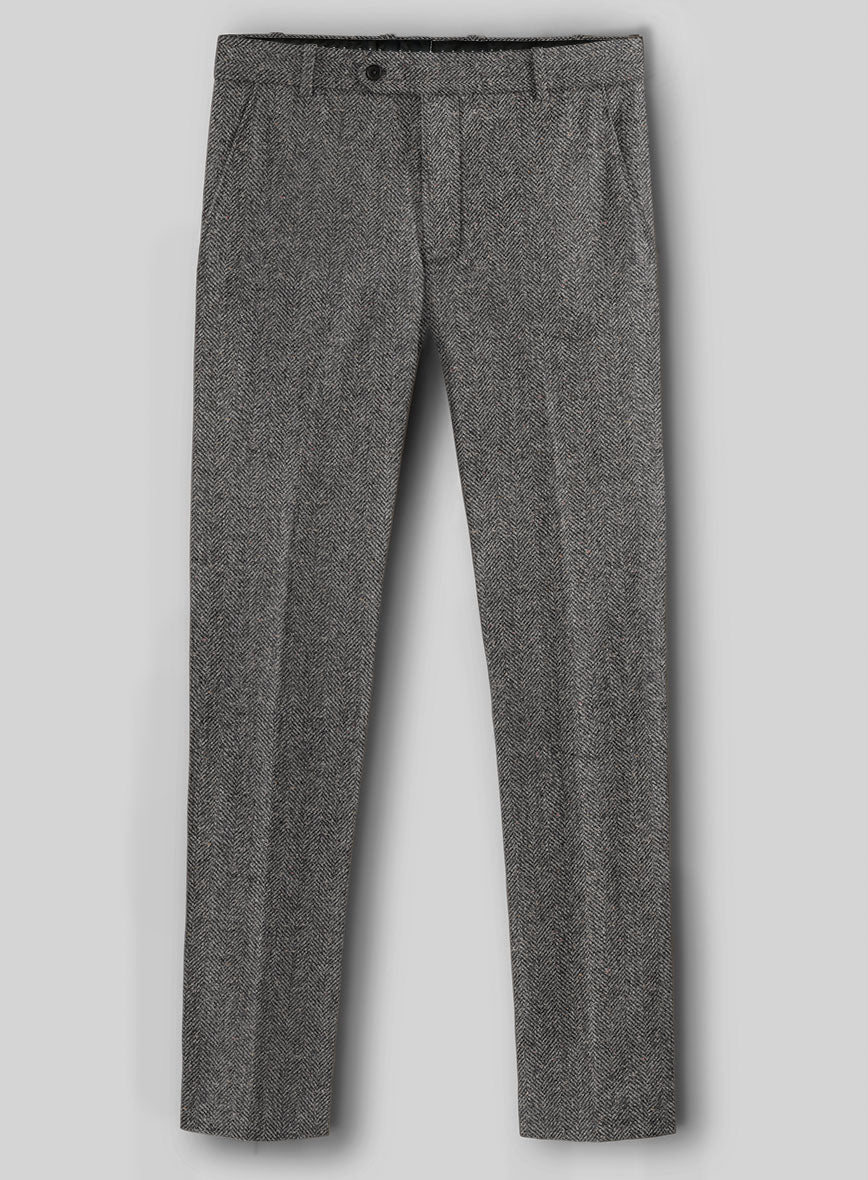 Gray Herringbone Flecks Donegal Tweed Double Breasted Suit - StudioSuits