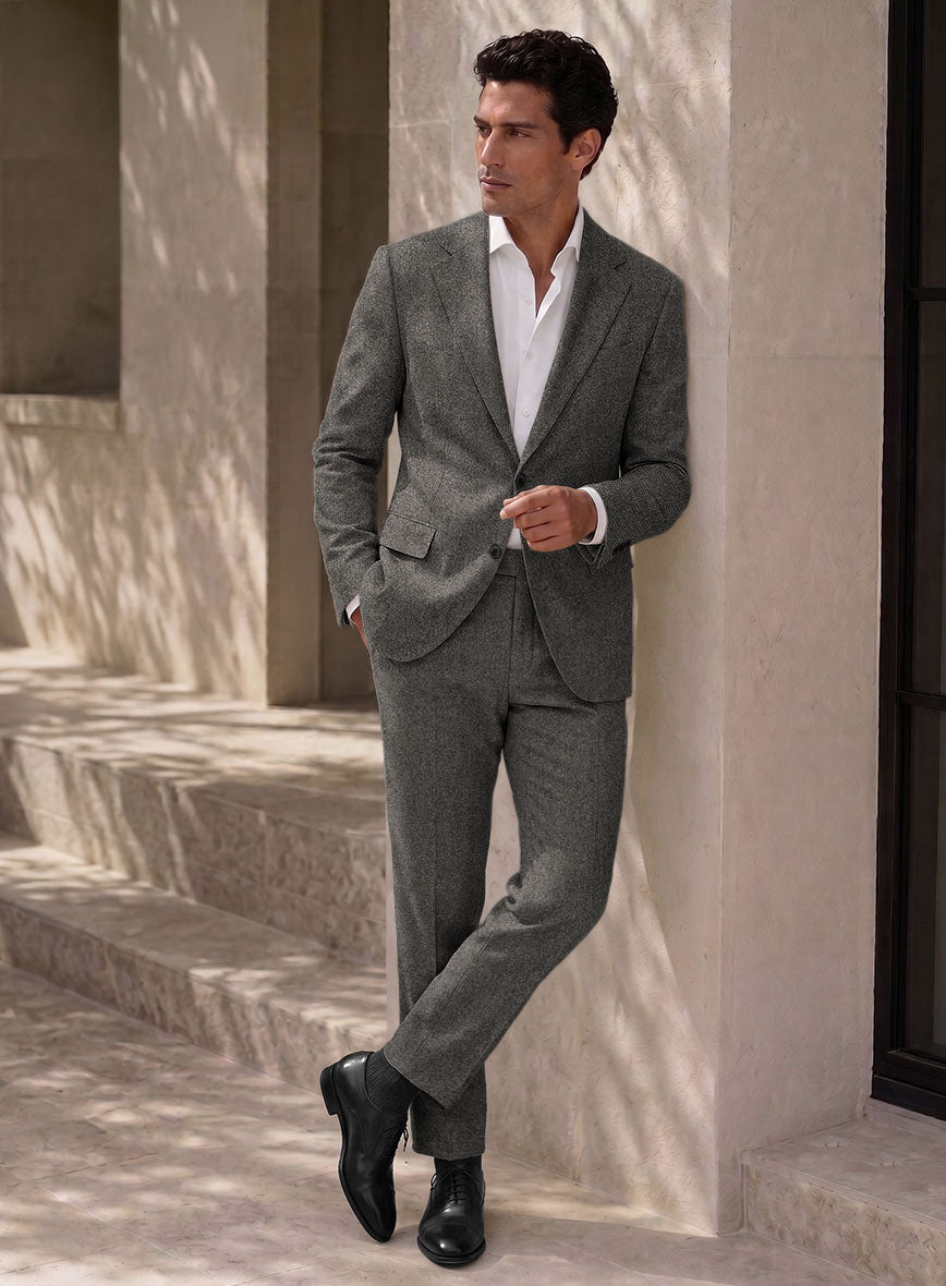 Gray Herringbone Flecks Donegal Tweed Suit - StudioSuits