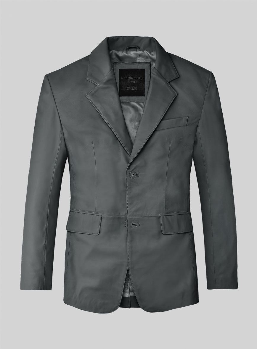 Gray Lambskin Leather Blazer - StudioSuits
