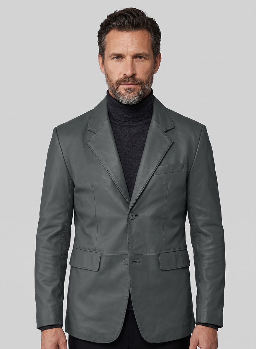 Gray Lambskin Leather Blazer - StudioSuits