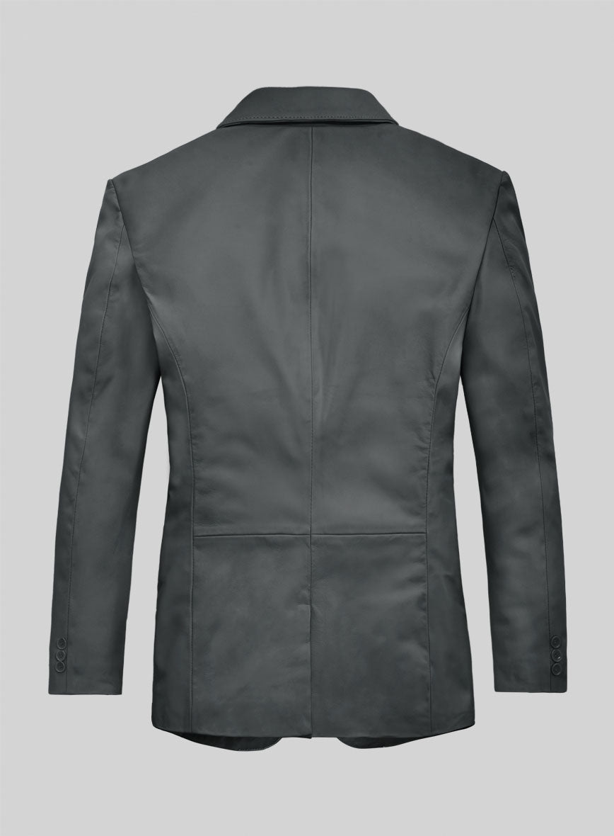 Gray Lambskin Leather Blazer - StudioSuits