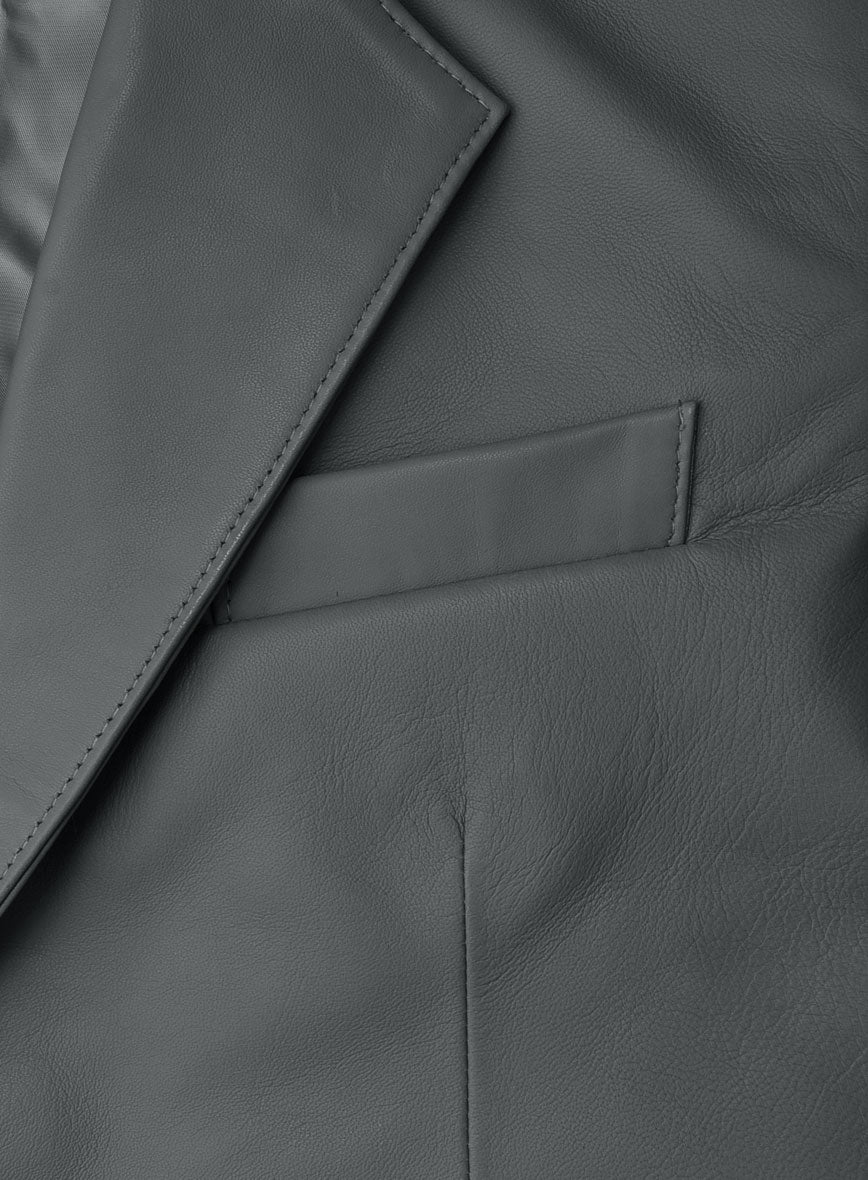 Gray Lambskin Leather Blazer - StudioSuits