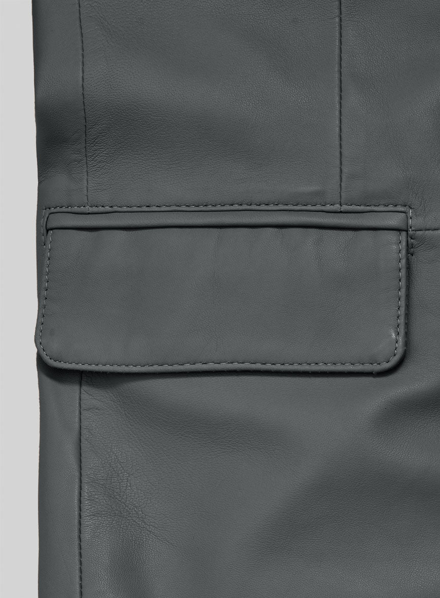 Gray Lambskin Leather Blazer - StudioSuits