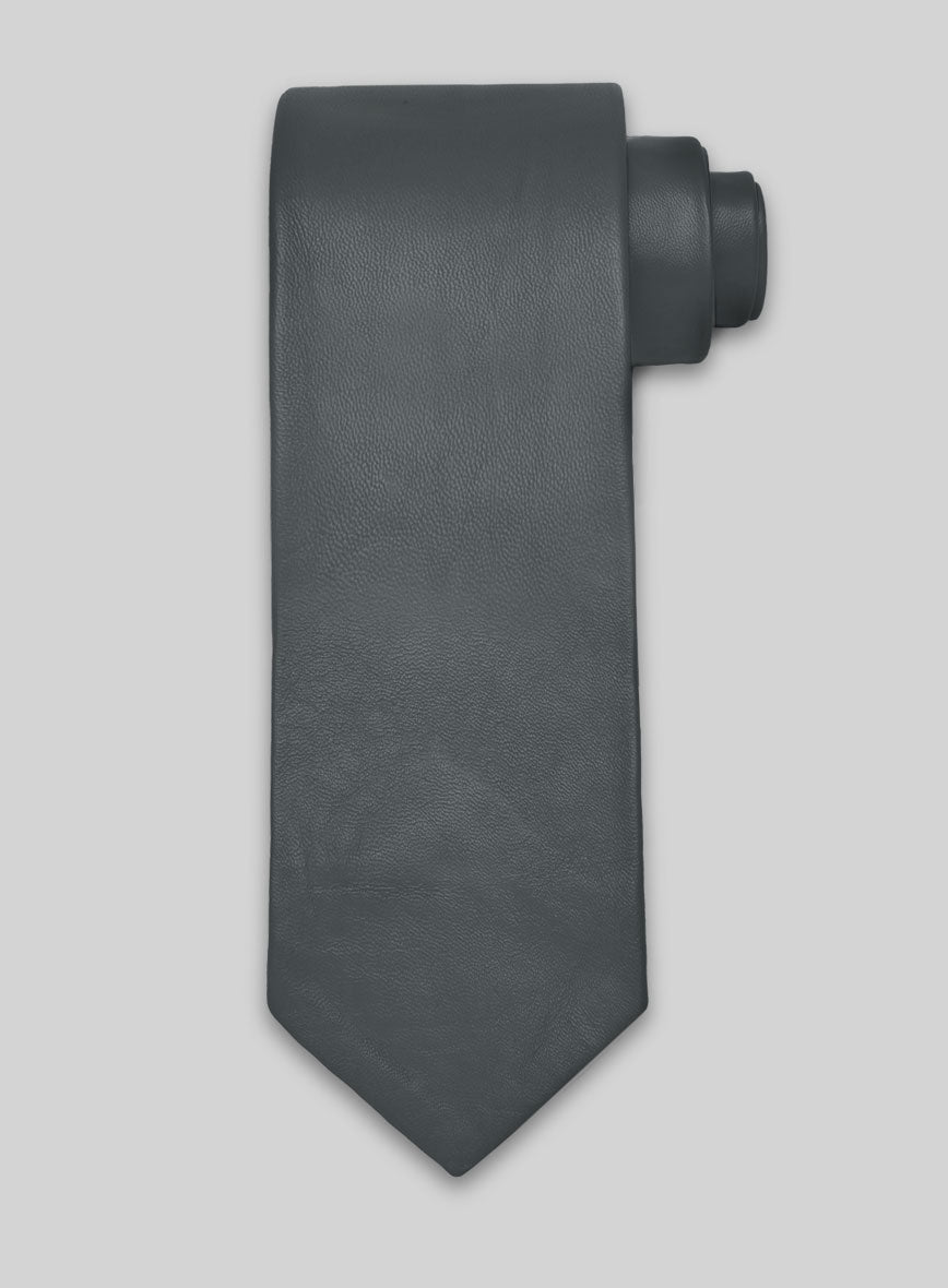 Gray Leather Tie - StudioSuits