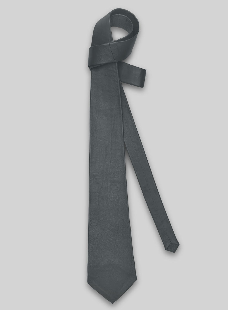 Gray Leather Tie - StudioSuits