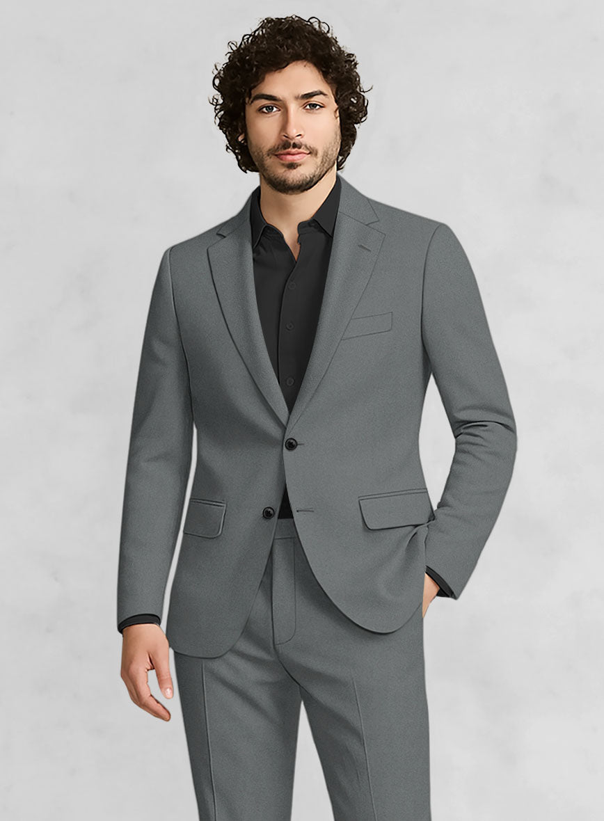 Gray Cotton Power Stretch Chino Jacket - StudioSuits
