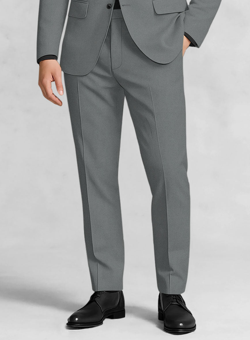 Gray Cotton Power Stretch Chino Pants - StudioSuits