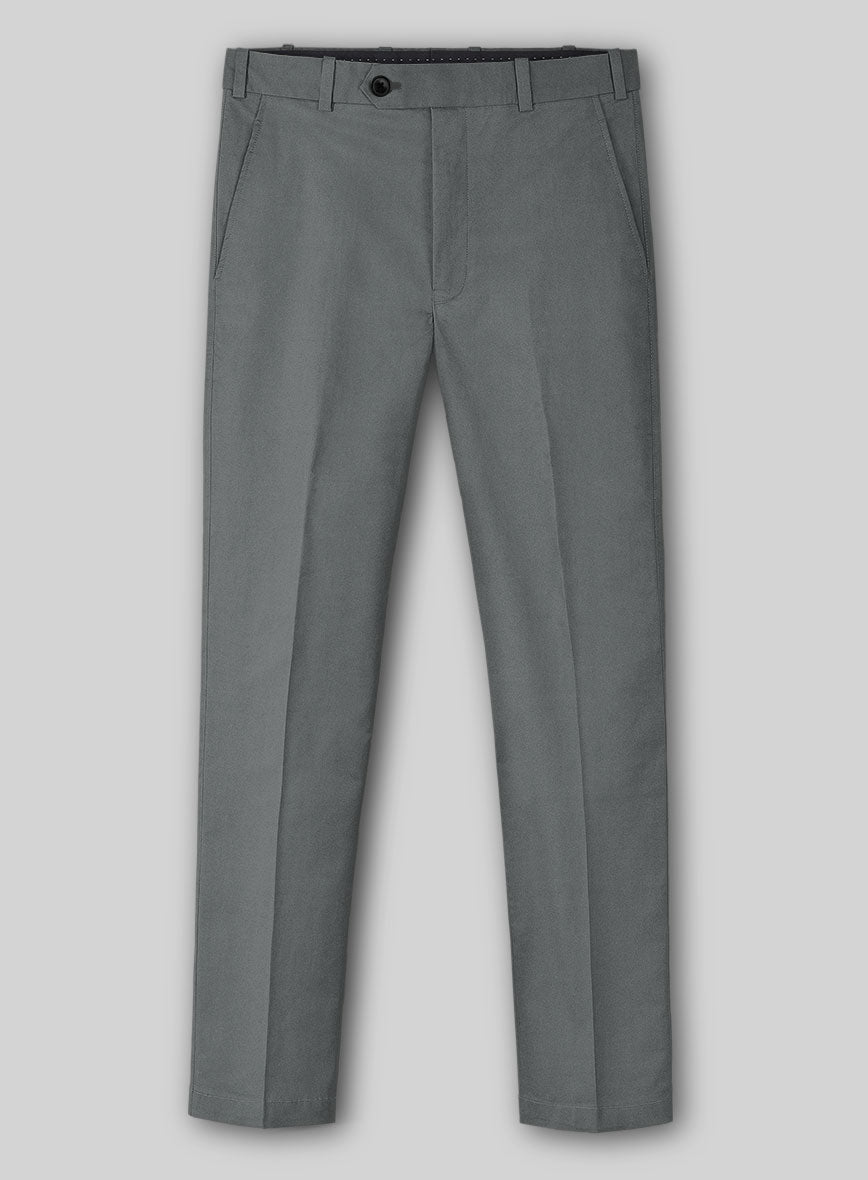 Gray Cotton Power Stretch Chino Pants - StudioSuits
