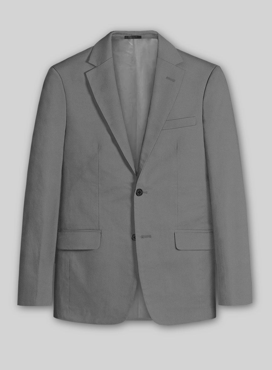 Gray Feather Cotton Canvas Stretch Jacket - StudioSuits