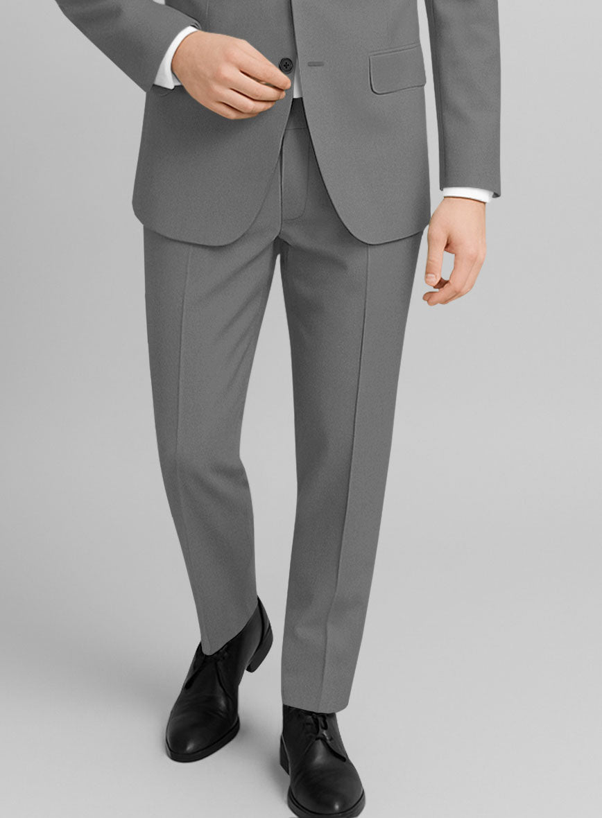 Gray Feather Cotton Canvas Stretch Pants - StudioSuits